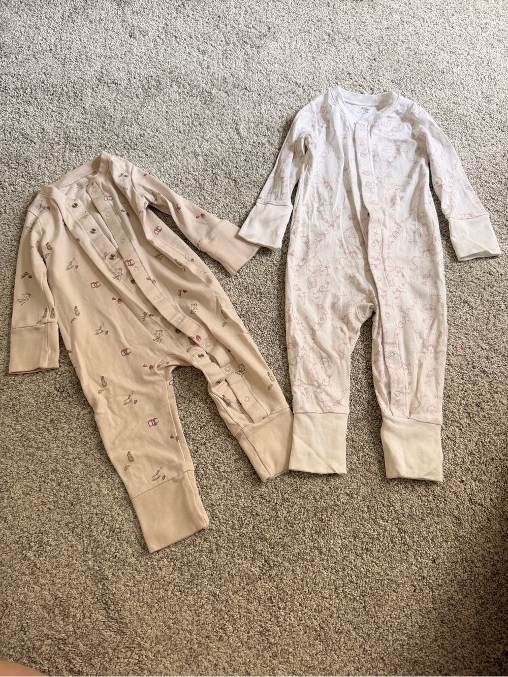 Livly Neutral Printed Cotton One-Piece for Kids - Beige and Off-White